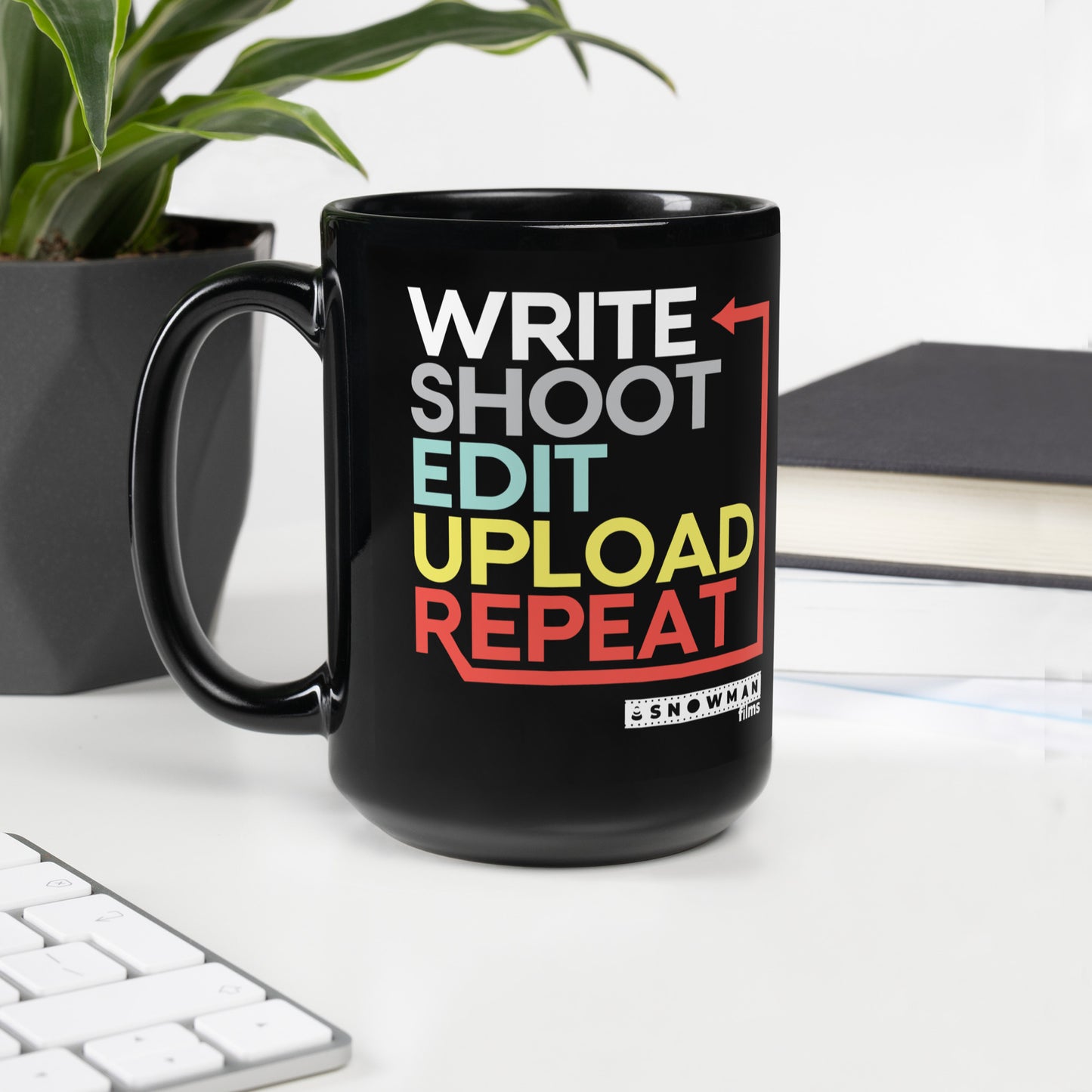 Write, Shoot, Edit, Upload, Repeat Mug