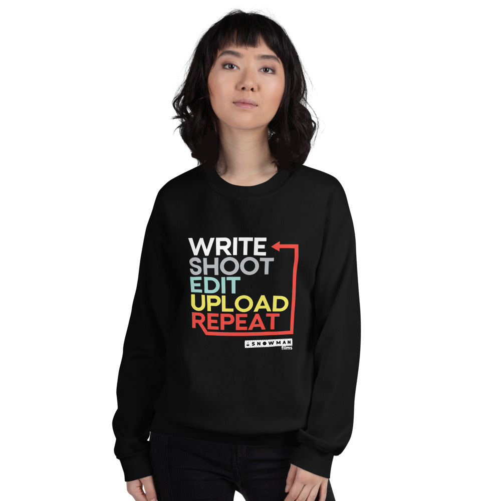 Write, Shoot, Edit, Upload, Repeat Sweatshirt